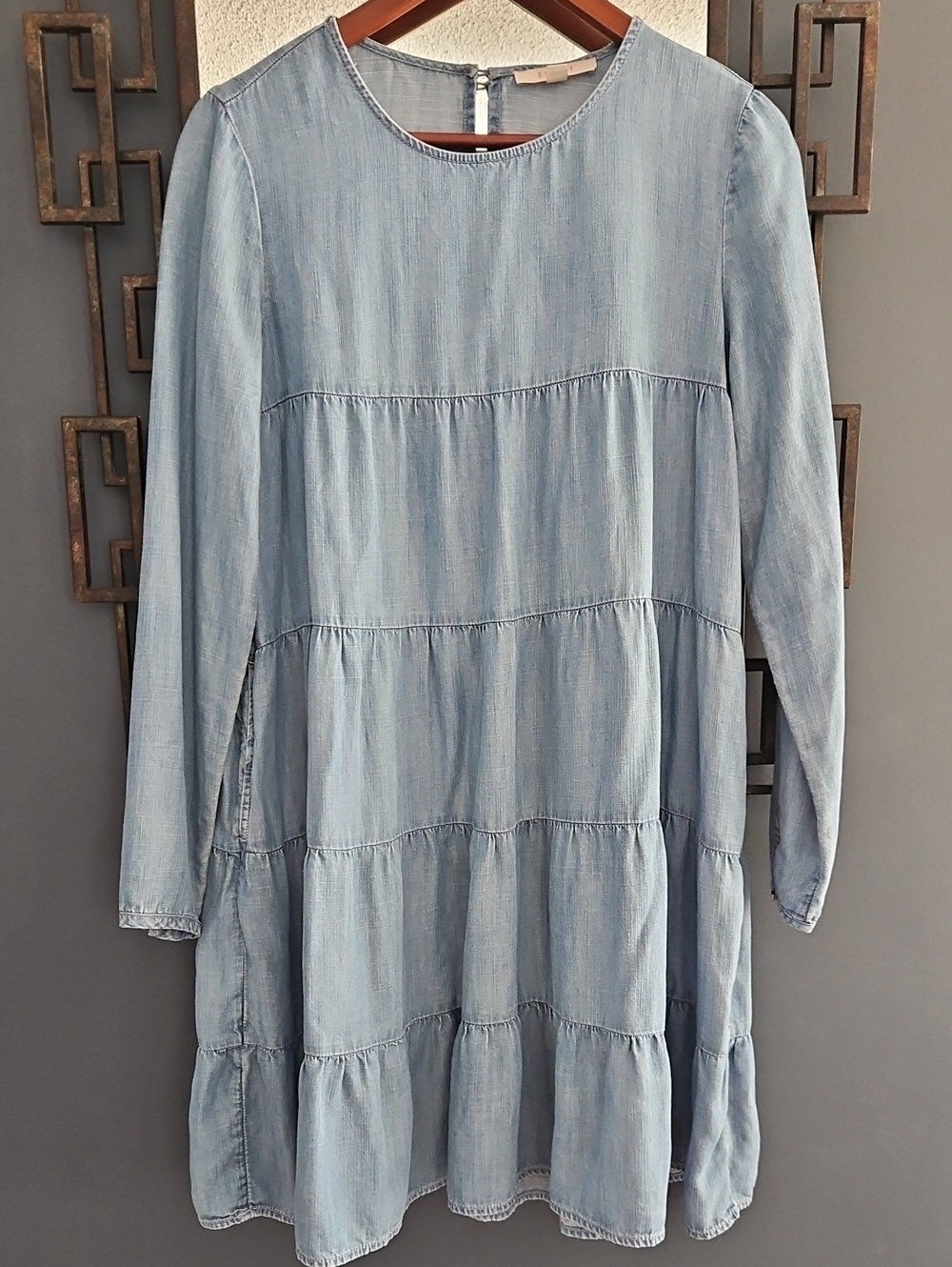 Cute Esprit Denim Look Lycocell Gathered  Midi Dress Size Small